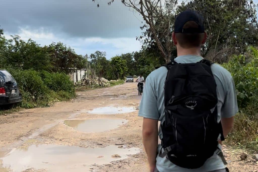 renting a car in Tulum is better than walking along the dirt roads