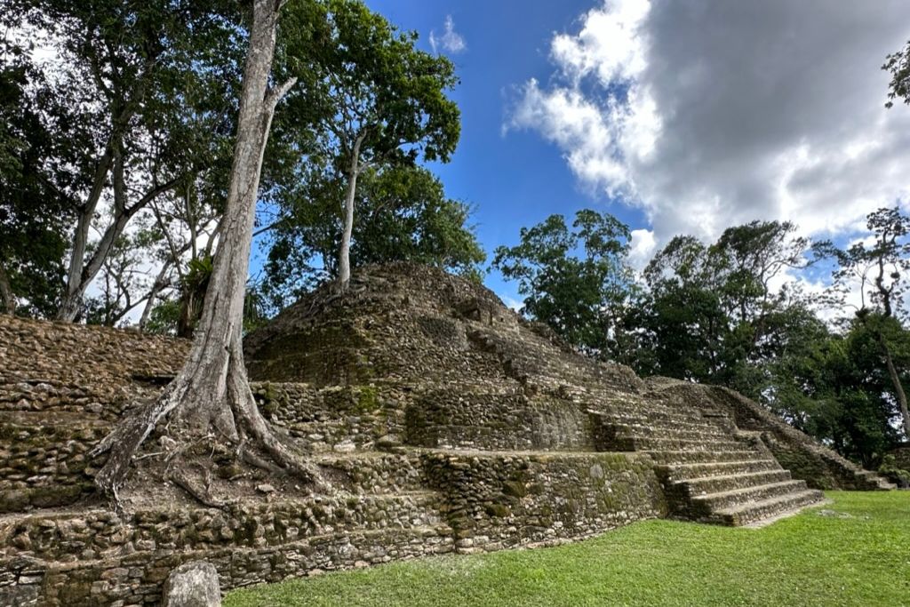 The main pyramid at Cahal Pech ruins in Belize