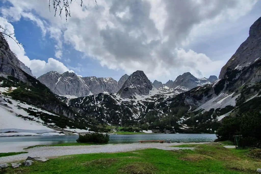 View of Seebensee Lake in the Austrian Alps i Spring