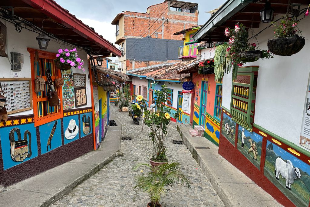 a colourful street in Guatape