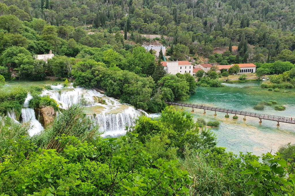 Stunning view from above of the beautiful Krka National Park in Croatia