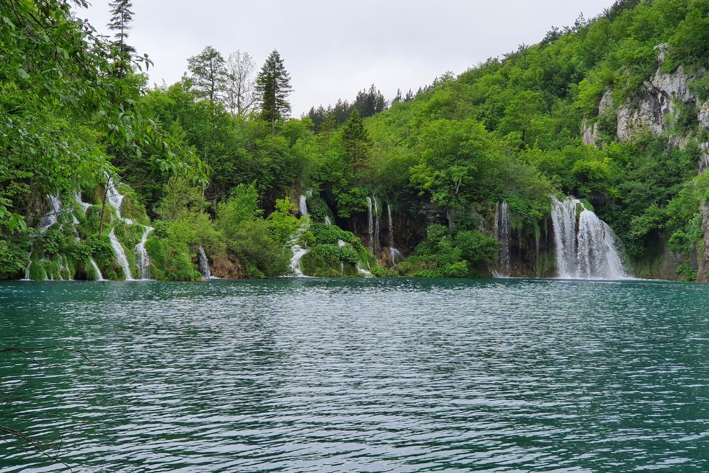 The beautiful waterfalls at Plitvice lakes in Croatia