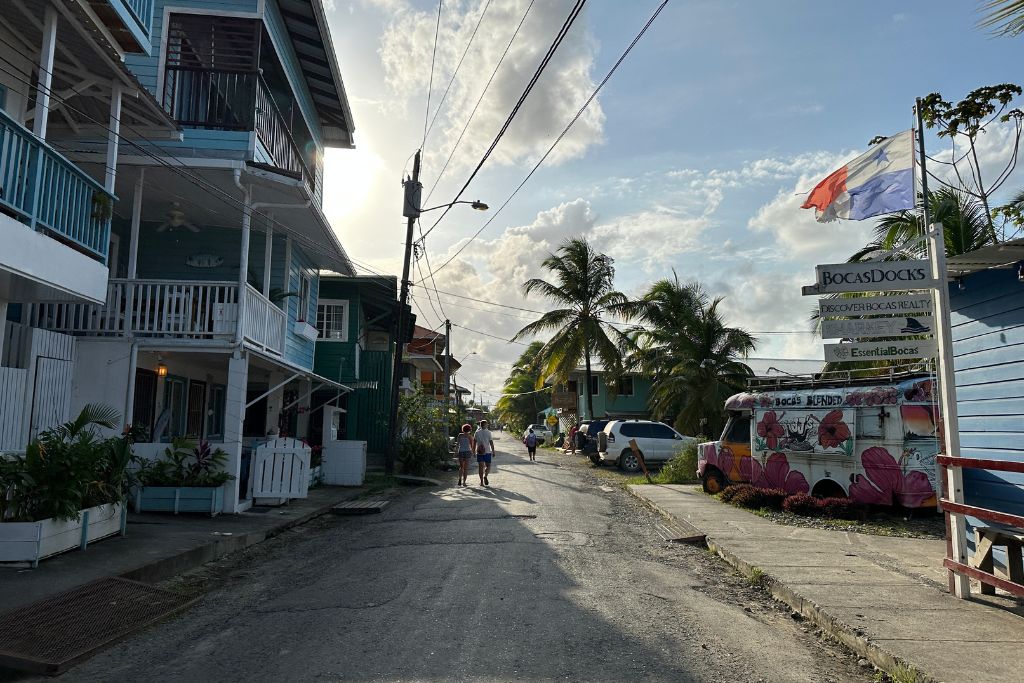 A view of a sandy street on Colon Island, Bocas Del Toro