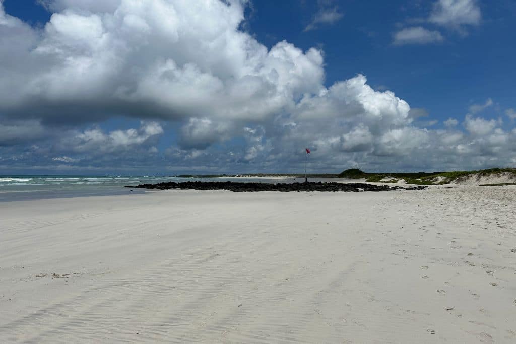 large white sand beach in the Galapagos with no people in sight