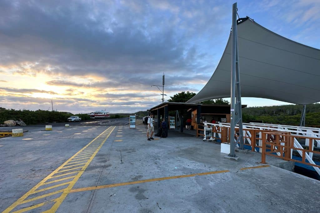 the port on Sqanta Crux in the Galapagos early morning with noone there yet