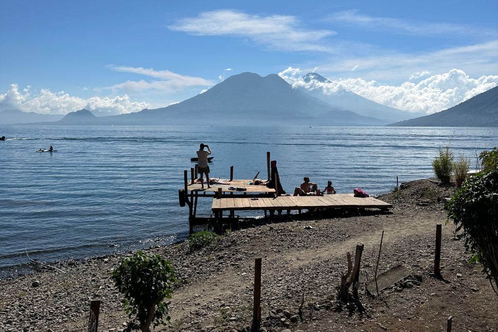 the private pier at del lago hotel on lake atitlan in guatemala